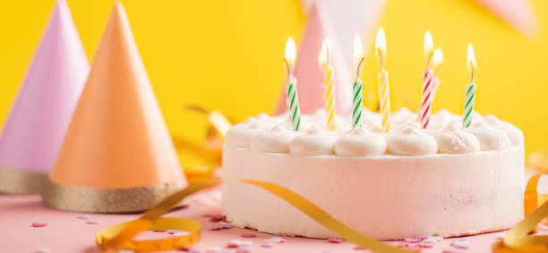istock Party birthday background with cake 1125757143