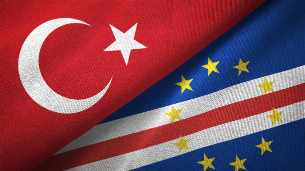 istock Cape Cabo Verde and Turkey two flags together textile cloth, fabric texture 1125757300