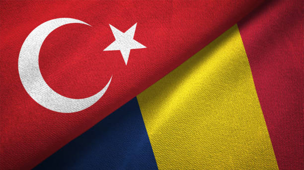istock Chad and Turkey two flags together textile cloth, fabric texture 1125757303