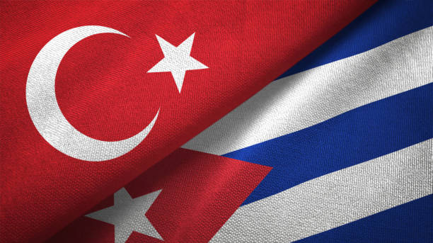 istock Cuba and Turkey two flags together textile cloth, fabric texture 1125757326
