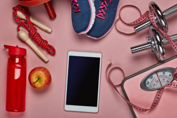 istock Fitness equipment and scales. 1125759536