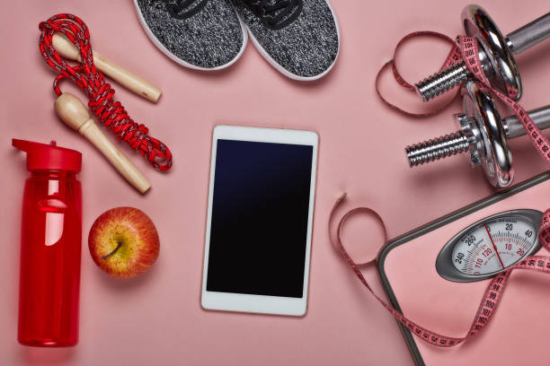 istock Fitness equipment and scales. 1125759570