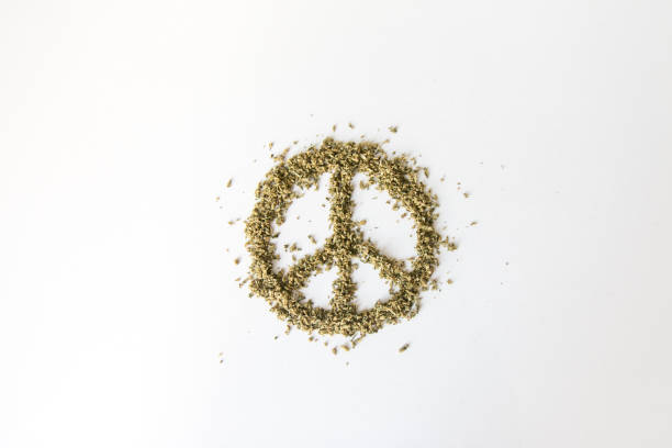 Messy Peace Symbol Marijuana Cannabis stock photo