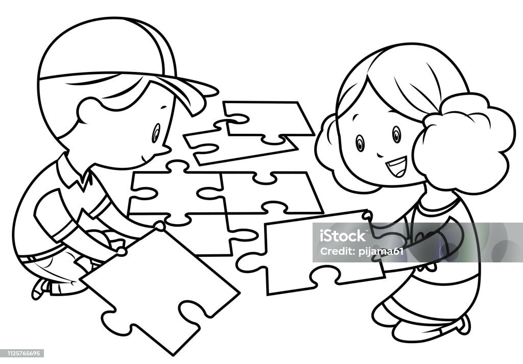 Coloring book, child puzzle Vector coloring book, child puzzle Coloring Book Page - Illlustration Technique stock vector