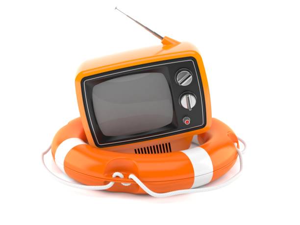 istock Old TV set with life buoy 1125766914