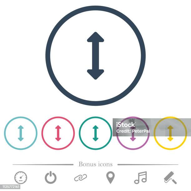Resize Vertical Flat Color Icons In Round Outlines Stock Illustration - Download Image Now - Adjusting, Arrow Symbol, Change
