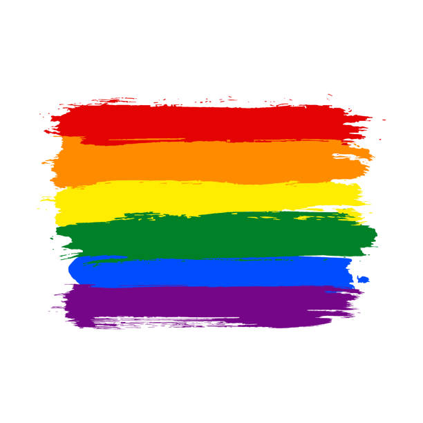 Rainbow lgbt vector watercolor flag. Rainbow lgbt vector watercolor flag. Hand drawn ink dry brush stains, strokes, stripes, horizontal lines isolated on white background. Painted colorful symbol of gay marriage, pride, rights equality. lesbian flag stock illustrations
