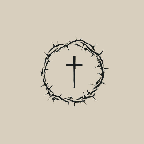 ilustrações de stock, clip art, desenhos animados e ícones de easter banner with crown of thorns and cross - sharp