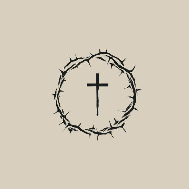 Easter banner with crown of thorns and cross Vector Easter banner with crown of thorns and cross. thorn stock illustrations