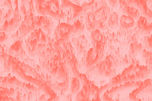 Optical Illusion Abstract. Icicles - Mountains, Stalactite - Stalagmite. Pastel Living Coral Millennial Pink Ombre Texture Misty Snow Silhouette Rock Natural Pattern Ice Cave Springtime Computer Graphic Fractal Fine Art