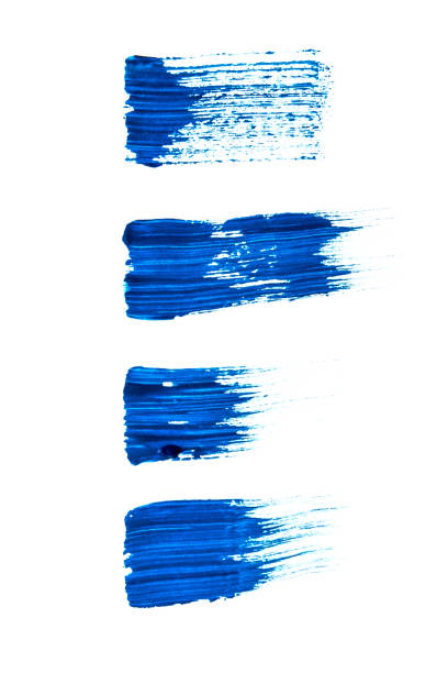 istock Abstraction for background, drawing three lines of blue paint on a white isolated background 1125783849