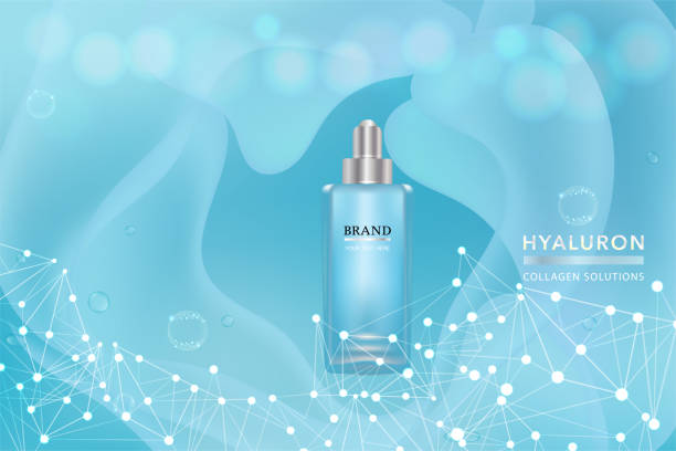 istock Beauty product, blue cosmetic container with advertising background ready to use, luxury skin care ad, illustration vector. 1125788207