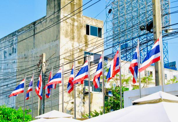 istock Row of Thai Flags on The Poles 1125790131