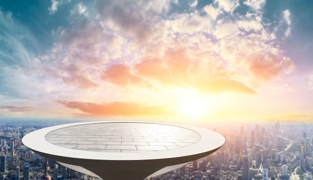 istock Empty city building platform and skyline with buildings in Shanghai 1125791103