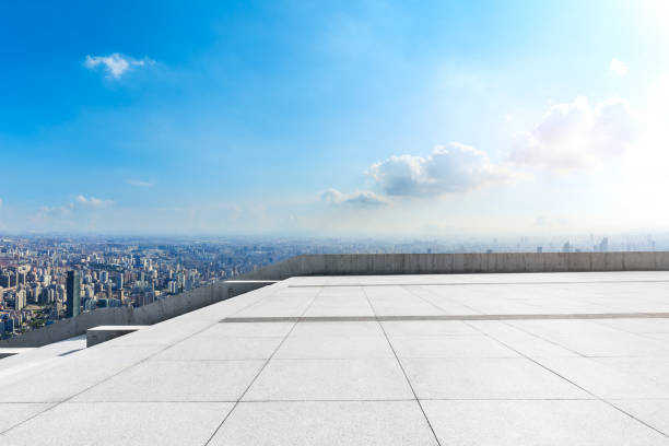 istock Empty floor and city skyline with buildings in Shanghai 1125791279