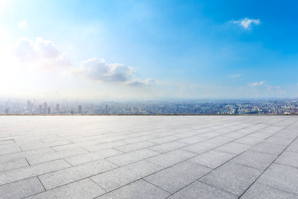 istock Empty floor and city skyline with buildings in Shanghai 1125791291