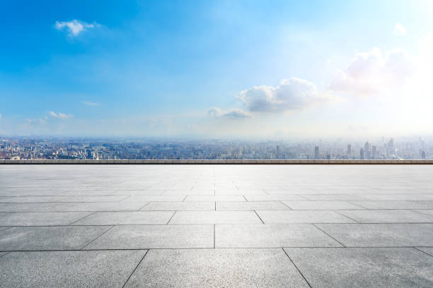 istock Empty floor and city skyline with buildings in Shanghai 1125791295
