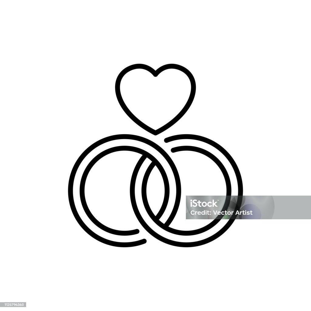 Hamburger wetenschapper Arresteren Wedding Ring Icon Rings With Love Illustration Simple Clean Monoline Symbol  Design Stock Illustration - Download Image Now - iStock