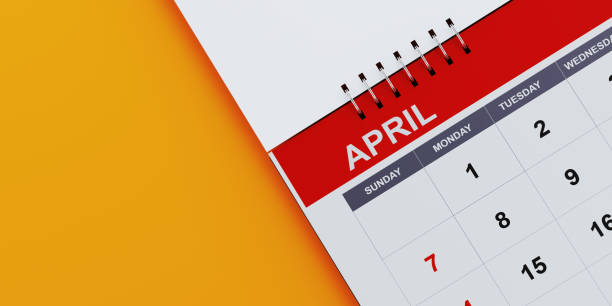 istock Red  April 2019 Calendar On Yellow Background 1125796446