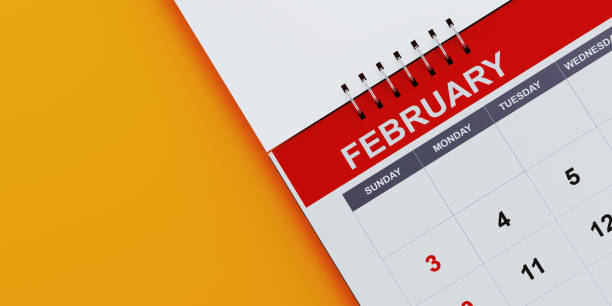 istock Red February 2019 Calendar On Yellow Background 1125796495