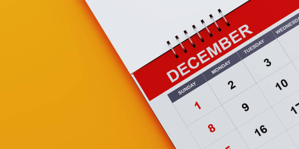 istock Red December 2019 Calendar On Yellow Background 1125797015