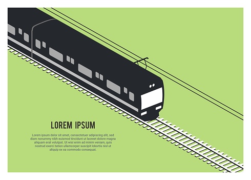 simple illustration of a commuter train silhouette in isometric view