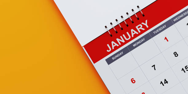 istock Red January 2019 Calendar On Yellow Background 1125797680