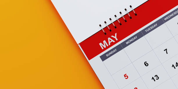 istock Red May 2019 Calendar On Yellow Background 1125797765