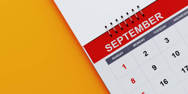 istock Red September 2019 Calendar On Yellow Background 1125797822