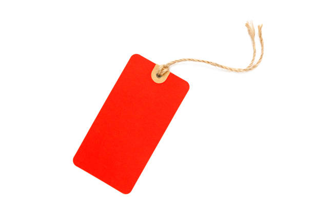 istock Blank red cardboard Price tag or label isolated on a white background, File contains with clipping path. 1125798631
