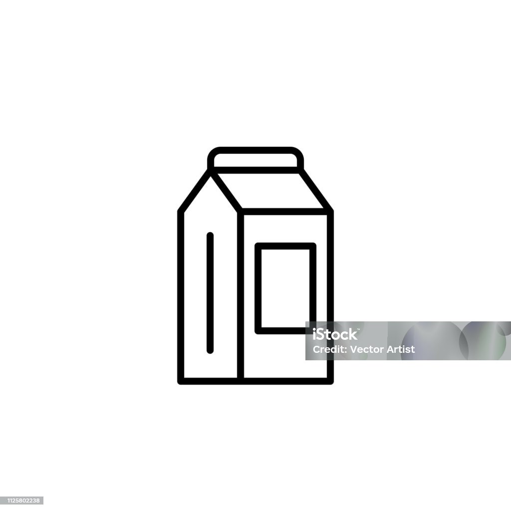 Milk Carton box icon. Kitchen appliances for cooking Illustration. Simple thin line style symbol. Milk Carton stock vector