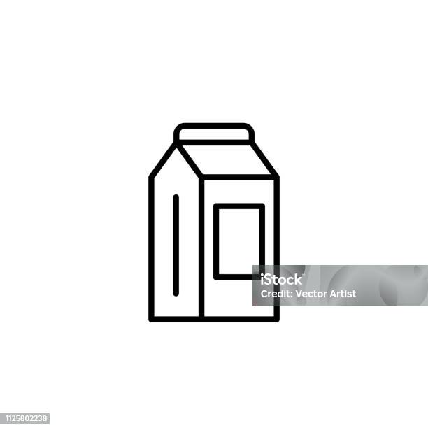 Milk Carton Box Icon Kitchen Appliances For Cooking Illustration Simple Thin Line Style Symbol Stock Illustration - Download Image Now