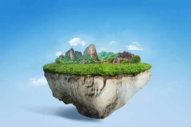 istock Amazing floating island with natural mountain landscape 1125803351