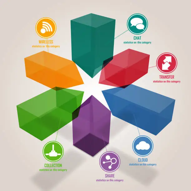 Vector illustration of Cube Centralized Infographic