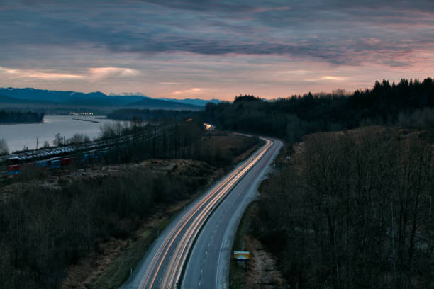 Sunrise at Fraser river, BC, Canada