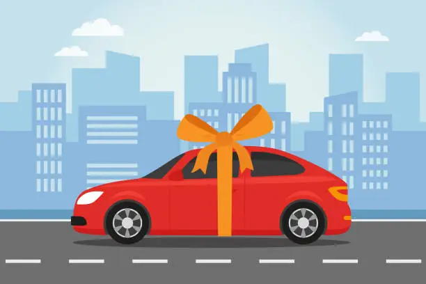 Vector illustration of Car as a gift