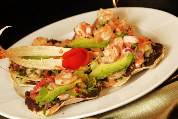 istock Shrimp and avocado toasts. 1125813460