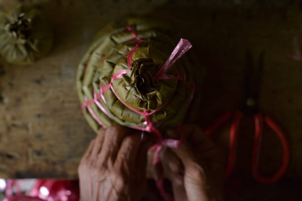 istock Stacking Chinese Sticky Rice Cake for Lunar New Year Celebration – Traditional Nian Gao 1125814488
