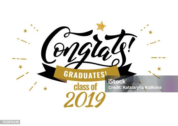 Herzlichen Glückwunsch Absolventen Klasse 2019 Graduierung Stock Vektor Art und mehr Bilder von Akademischer Abschluss