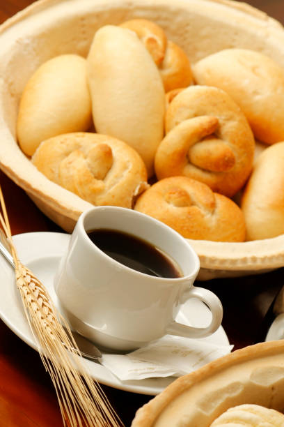 istock Sweet bread basket with cappuccino coffee. 1125818434