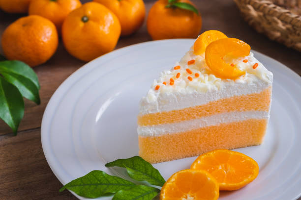 istock Orange cake and fresh orange on white plate 1125818650