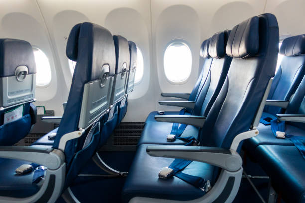 background of airplane seats - airplane seat imagens e fotografias de stock