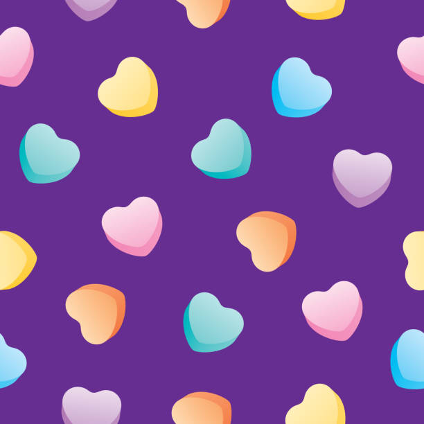 pastel candy hearts nahtlose muster - pattern repetition backgrounds pastel colored stock-grafiken, -clipart, -cartoons und -symbole