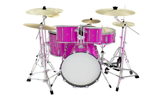 Photo of modern pink drums front view