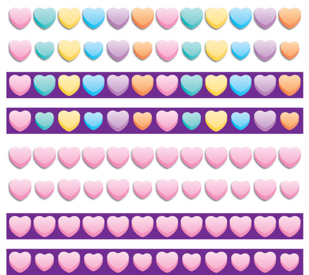 ilustrações de stock, clip art, desenhos animados e ícones de candy hearts borders - candy heart candy valentines day heart shape