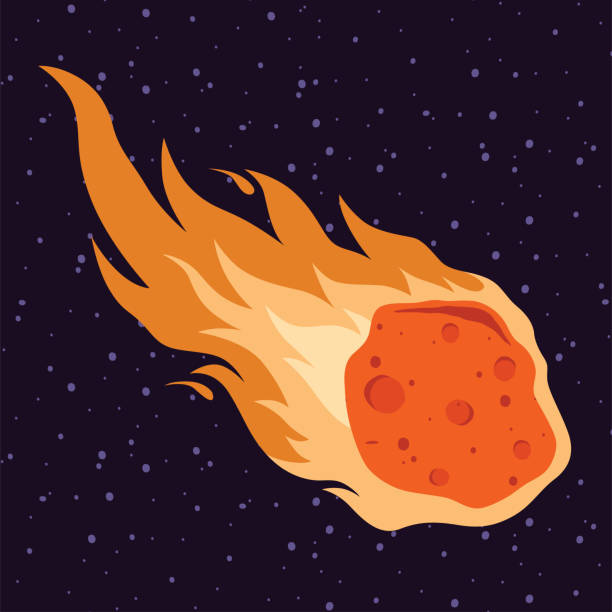 flamme meteor, asteroiden, meteor regen herbst vektor-illustration im cartoon-stil. - meteor fireball asteroid comet stock-grafiken, -clipart, -cartoons und -symbole