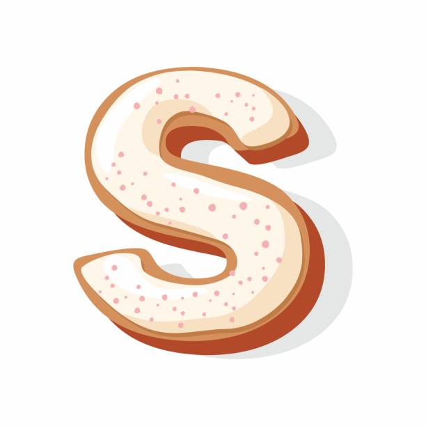 Glazed cookie Font Concept . Delicious Letter S isolated on white background Glazed cookie Font Concept . Delicious Letter S isolated on white background. Vector Illustration s 3d drawing stock illustrations