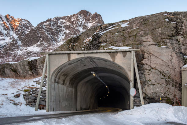 istock Tunnel excavated through a large mountain at lofoten 1125831193