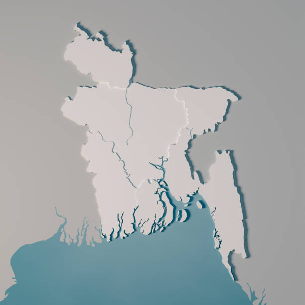 render 3d de bangladesh país mapa territorial - bangladesh map fotografías e imágenes de stock