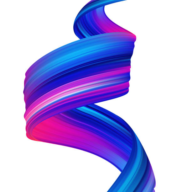 ilustrações de stock, clip art, desenhos animados e ícones de vector illustration: modern colorful flow poster background. abstract wavy twisted liquid shape. paint brush stroke. - swirl backgrounds blue single line